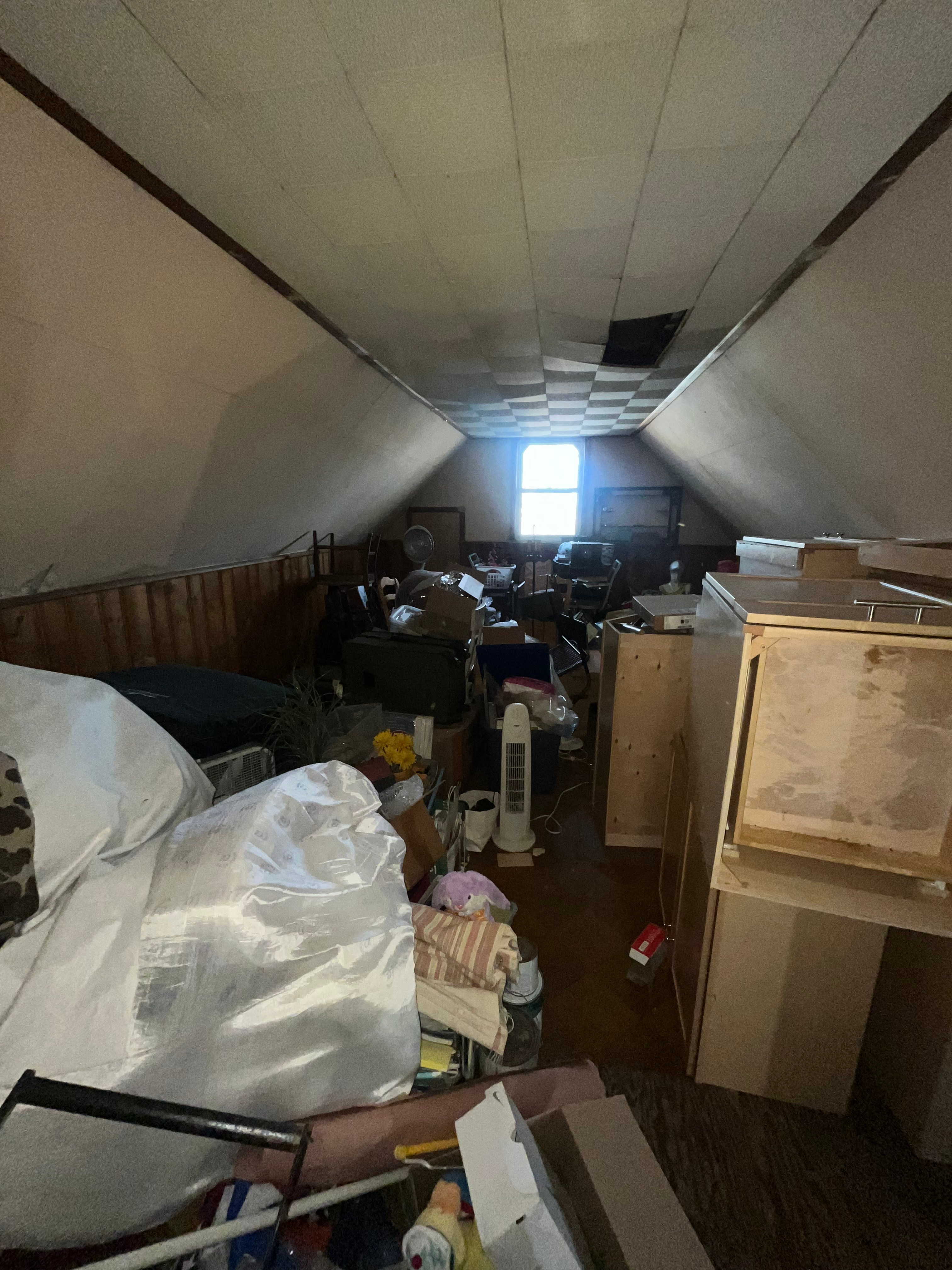 Garage and basement cleanout — items staged for removal